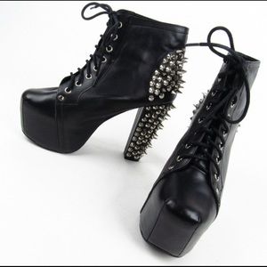 Jeffrey Campbell Black Leather Spiked Booties